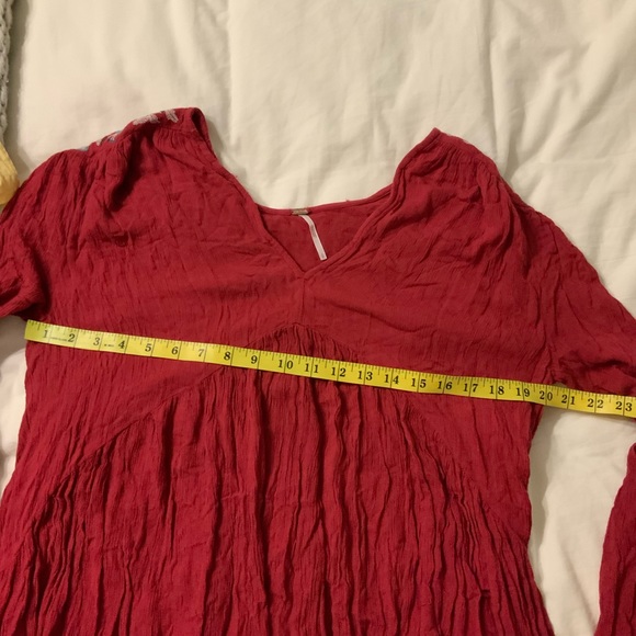 Free People S Red Te Amo Boho Floral Embroidered Flowy Dress - Picture 16 of 16